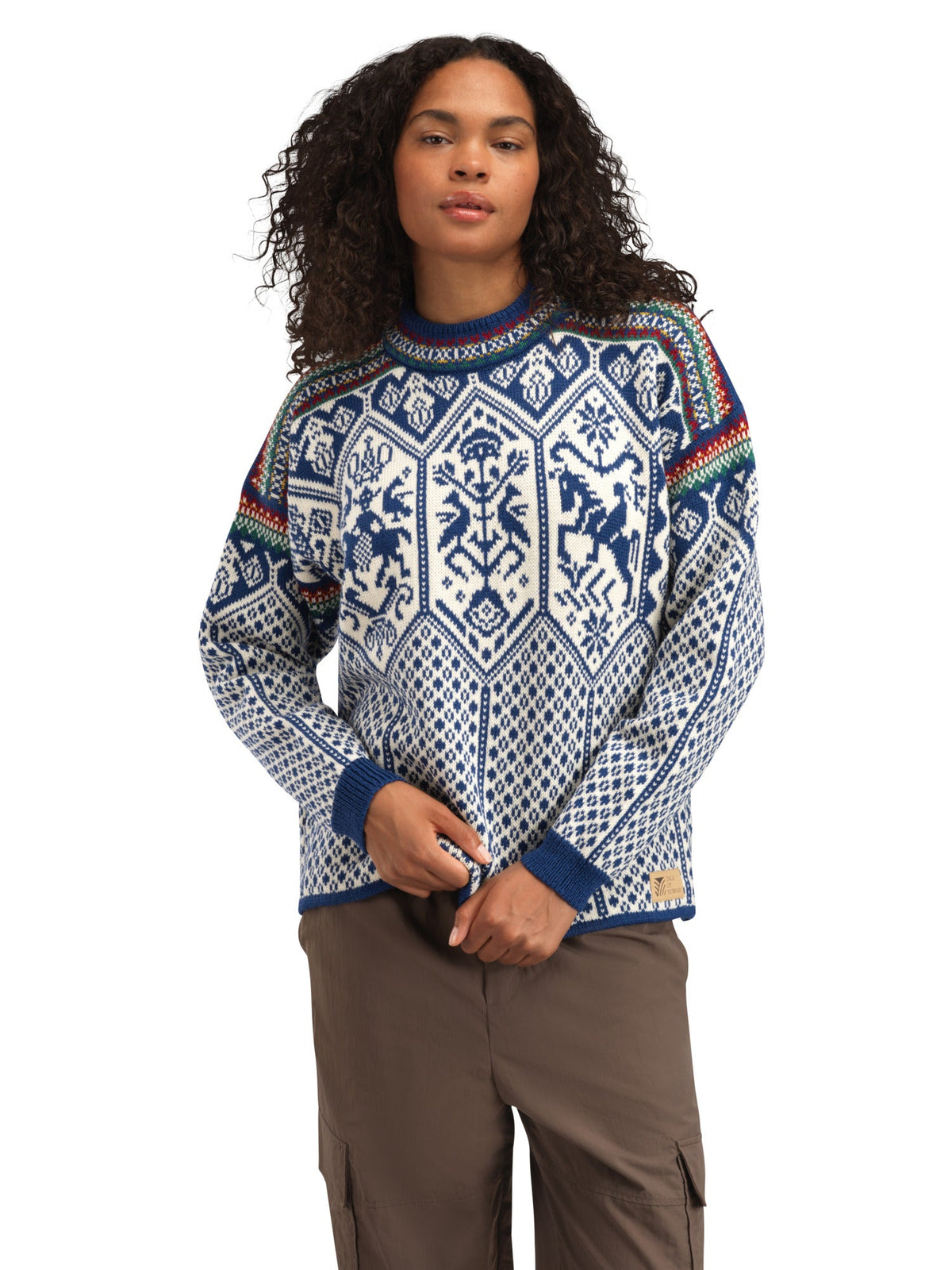 Dale Of Norway W 1994 FEM SWEATER Índigo Blanco roto Mostaza XL - PeakStyle