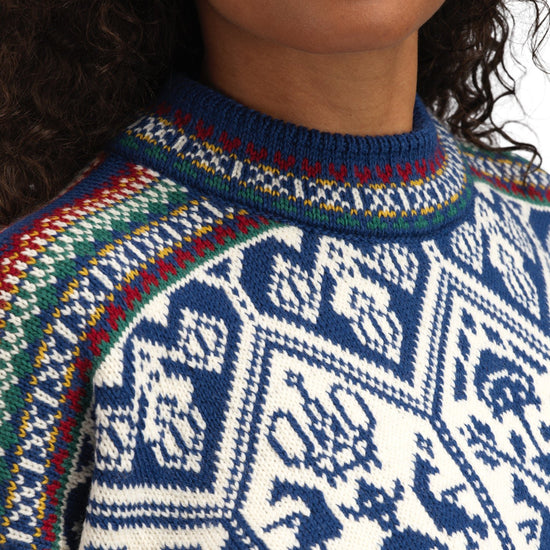 Dale Of Norway W 1994 FEM SWEATER Índigo Blanco roto Mostaza XL - PeakStyle
