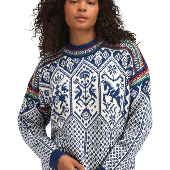 Dale Of Norway W 1994 FEM SWEATER Índigo Blanco roto Mostaza XL - PeakStyle