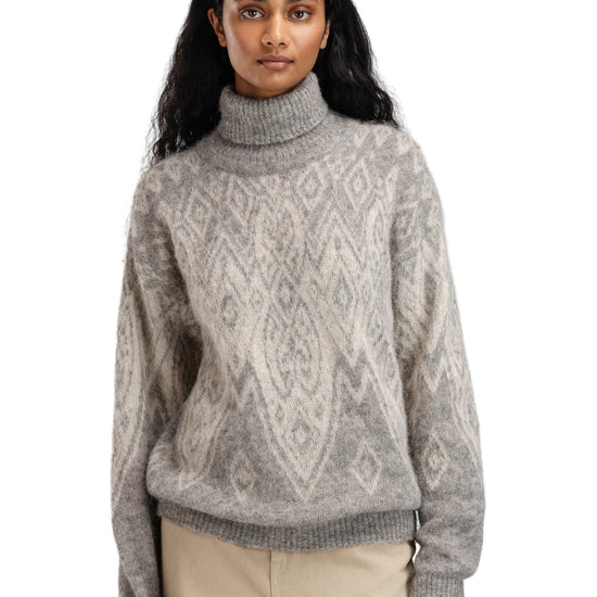 Dale Of Norway W FALUN ALPA FEMININE SWEATER Lightcharcoal  Offwhite XS - PeakStyle