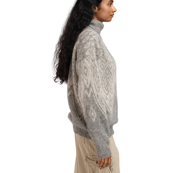 Dale Of Norway W FALUN ALPA FEMININE SWEATER Lightcharcoal  Offwhite XS - PeakStyle