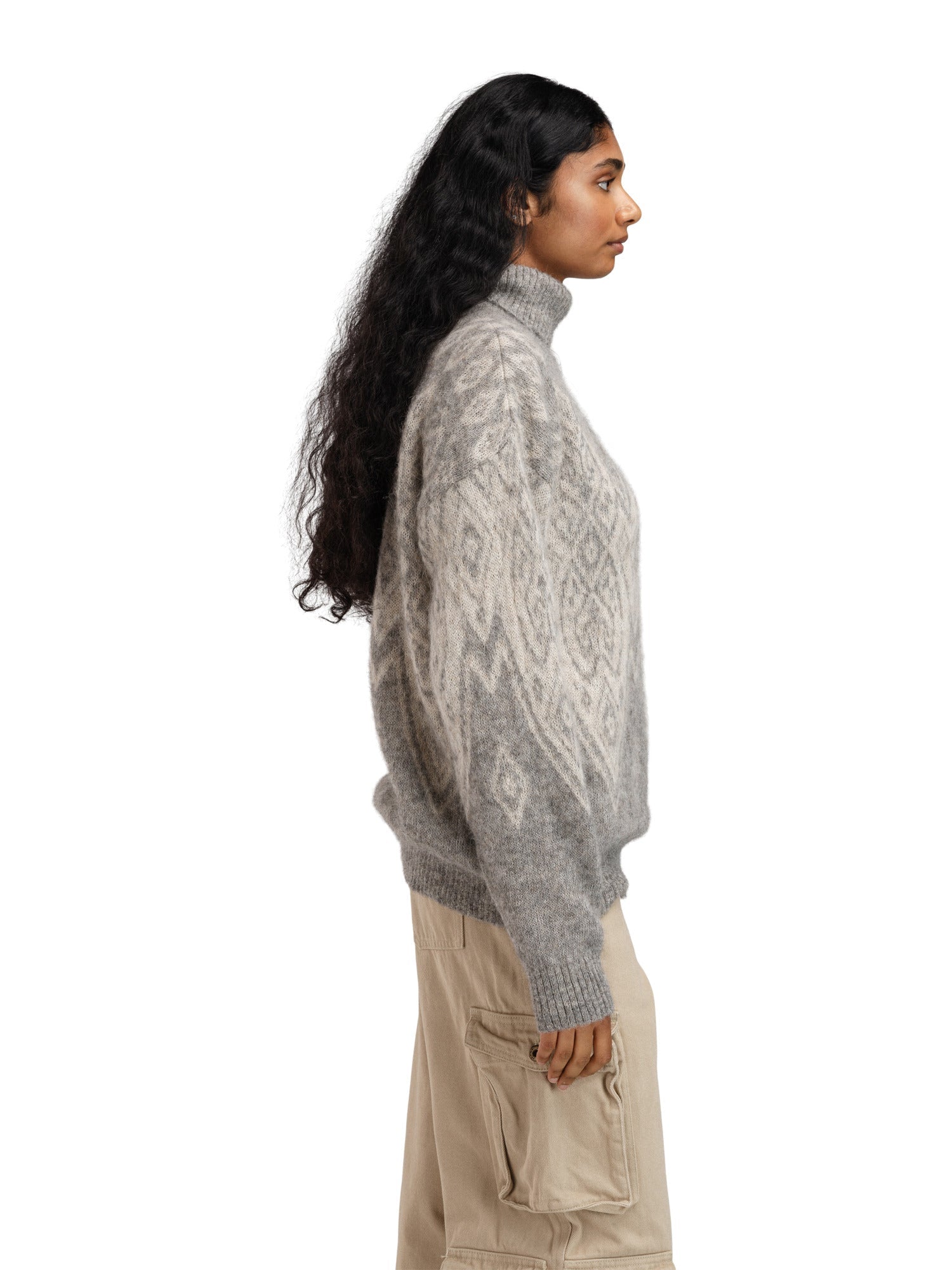 Dale Of Norway W FALUN ALPA FEMININE SWEATER Lightcharcoal  Offwhite XS - PeakStyle