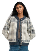Dale Of Norway W HANNAH FEM. CARDIGAN Offwhite Steel Lightcharcoal XL - PeakStyle
