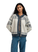 Dale Of Norway W HANNAH FEM. CARDIGAN Offwhite Steel Lightcharcoal XL - PeakStyle