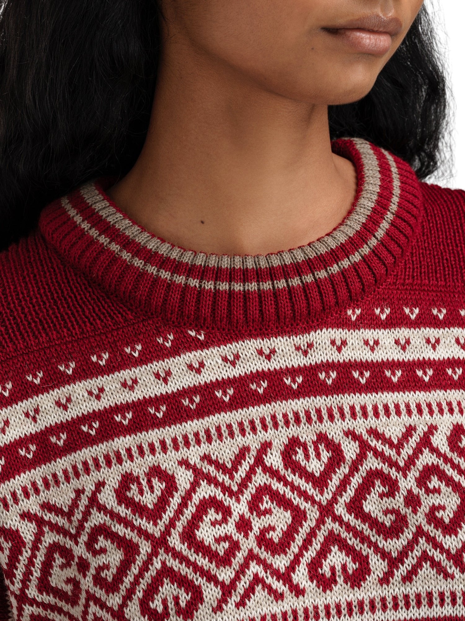 Dale Of Norway W RAMBERG FEM SWEATER Redrose Mountainstone SandMel XL - PeakStyle