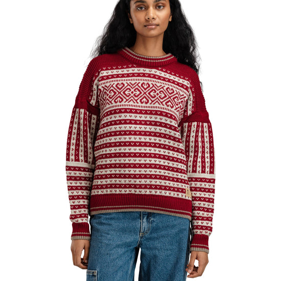 Dale Of Norway W RAMBERG FEM SWEATER Redrose Mountainstone SandMel XL - PeakStyle
