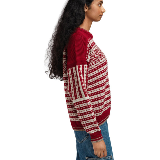 Dale Of Norway W RAMBERG FEM SWEATER Redrose Mountainstone SandMel XL - PeakStyle