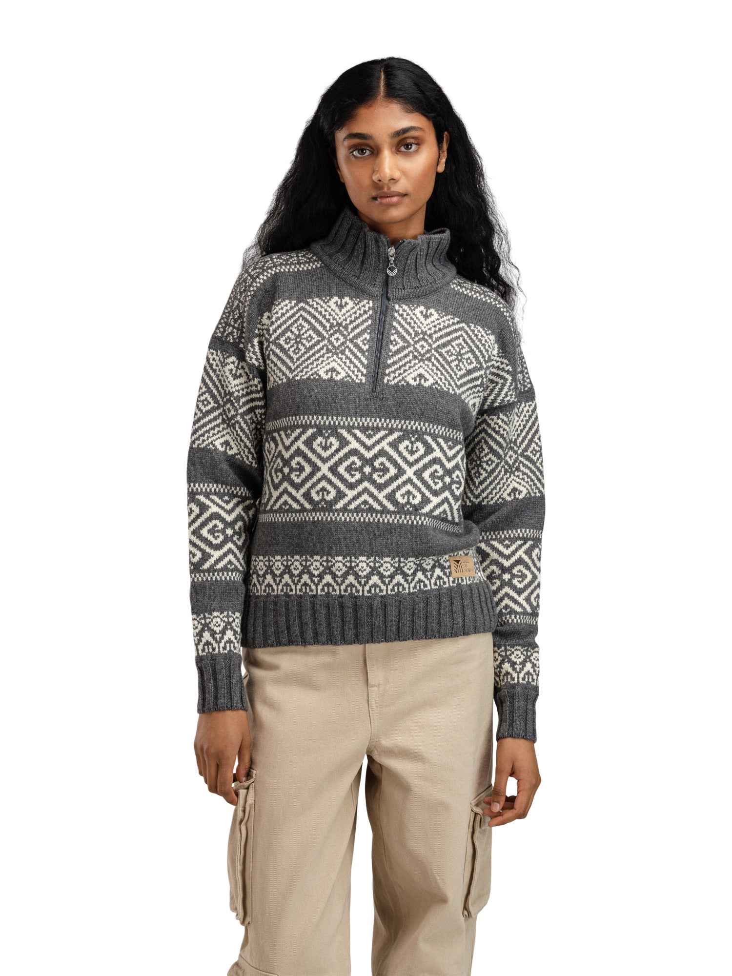 Dale Of Norway W RASLETIND FEM SWEATER Darkcharcoal Offwhite XL - PeakStyle