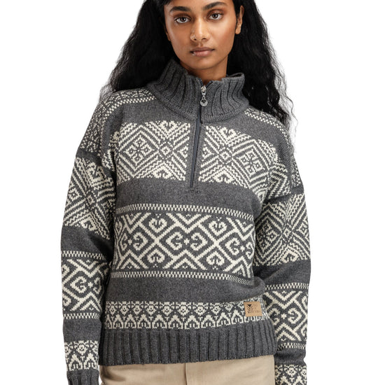 Dale Of Norway W RASLETIND FEM SWEATER Darkcharcoal Offwhite XL - PeakStyle
