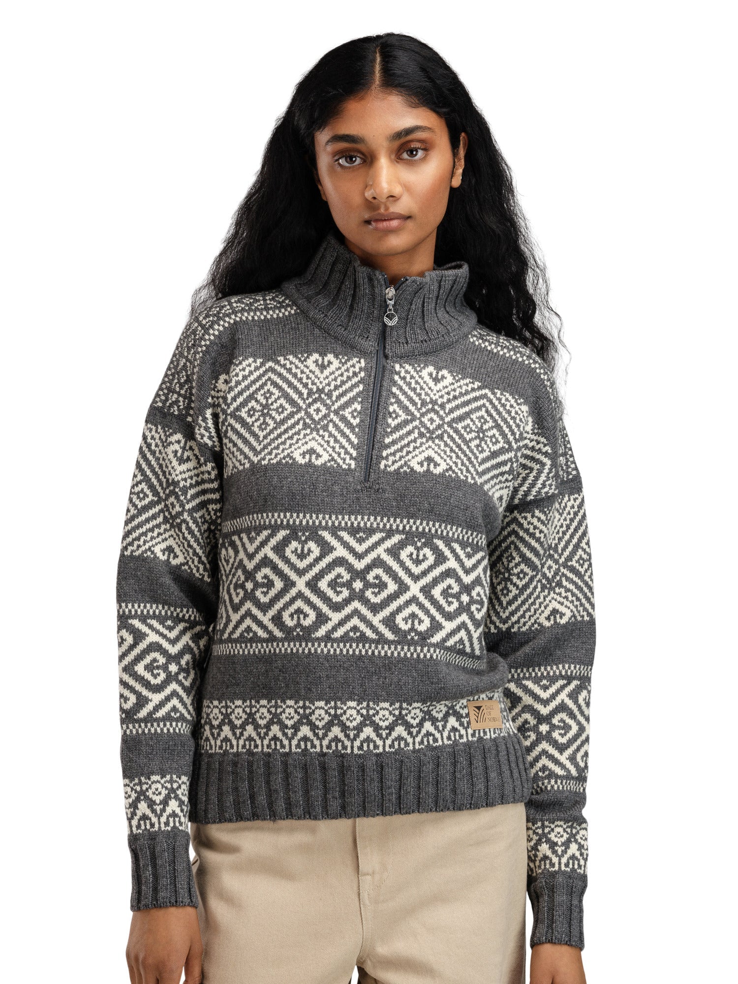 Dale Of Norway W RASLETIND FEM SWEATER Darkcharcoal Offwhite XL - PeakStyle