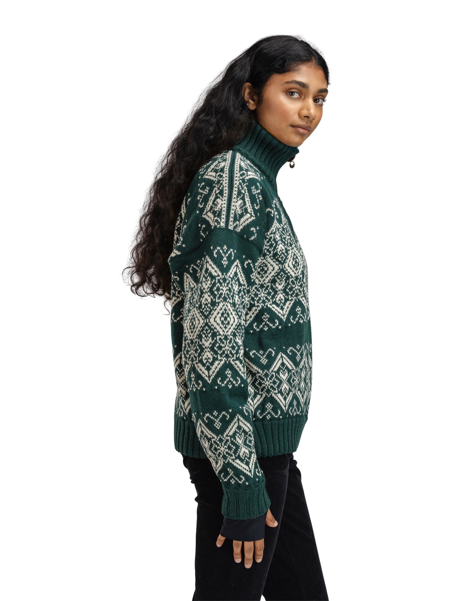 Dale Of Norway W ROSET FEM. WP SWEATER Pinegreen Offwhite XL - PeakStyle