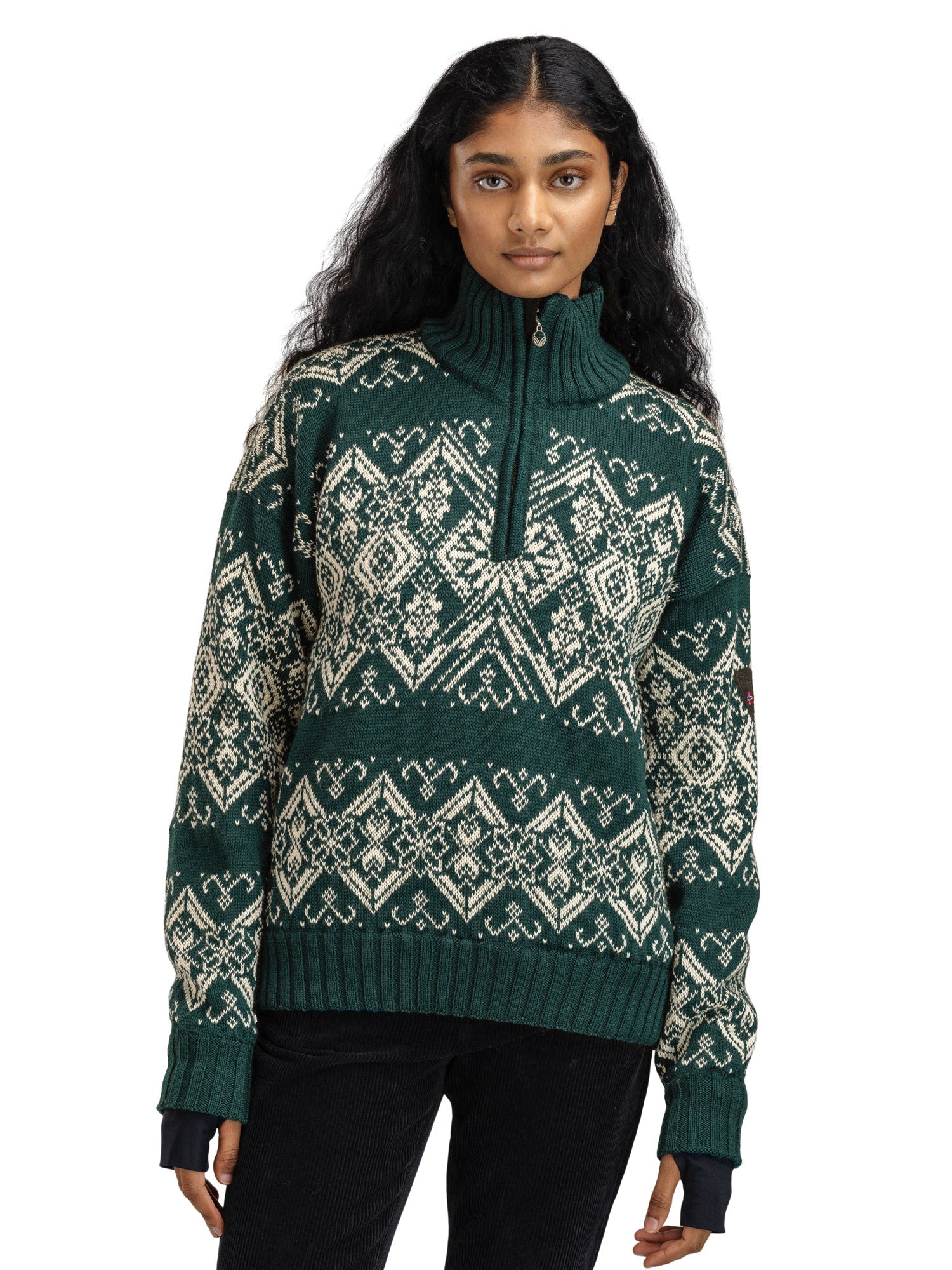 Dale Of Norway W ROSET FEM. WP SWEATER Pinegreen Offwhite XL - PeakStyle