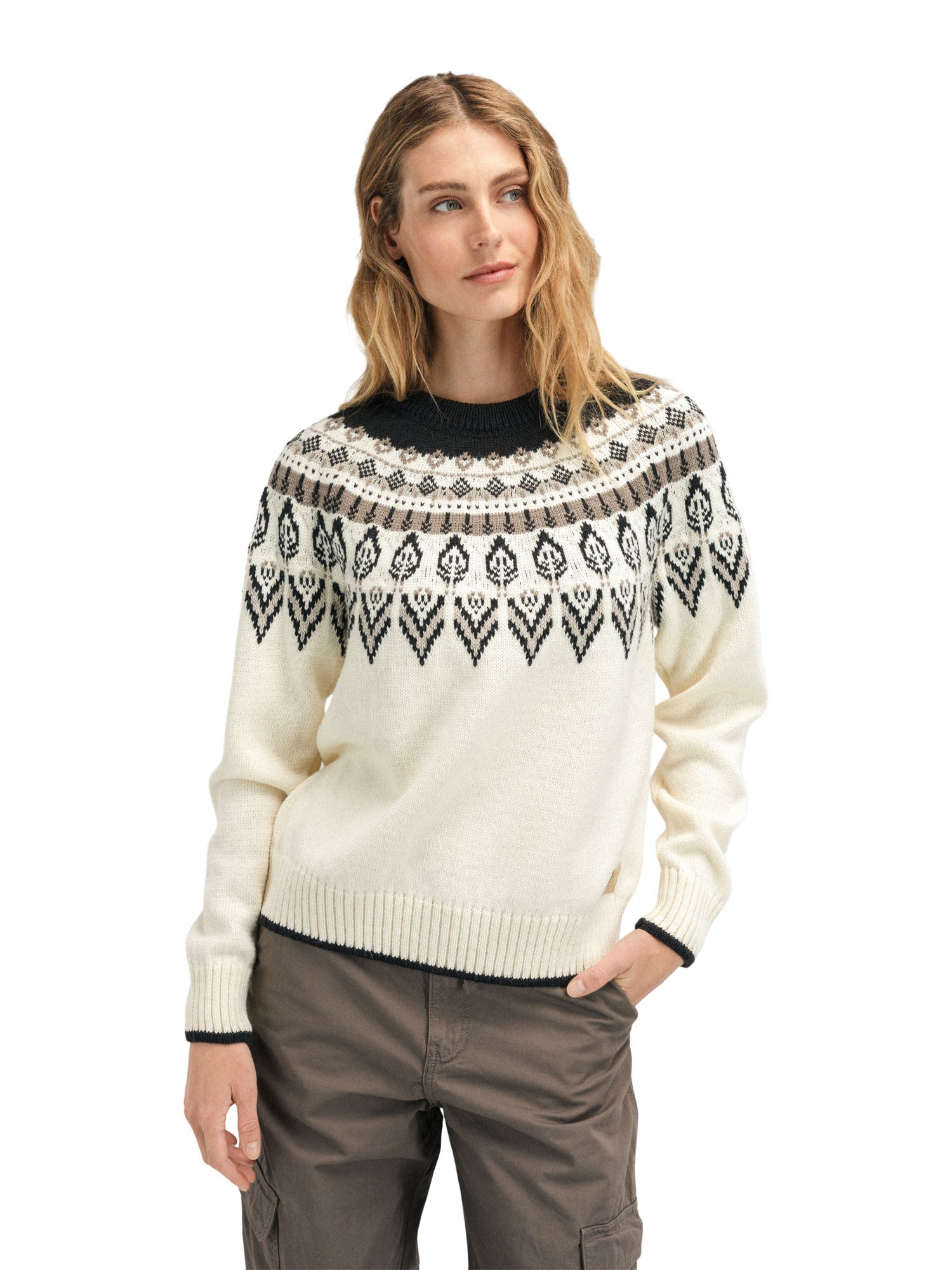 Dale Of Norway W SULA FEM SWEATER Blanco roto Café Arena XL - PeakStyle