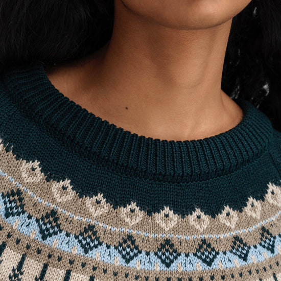 Dale Of Norway W SULA FEM SWEATER Verde pino Azul hielo Piedra de montaña XL - PeakStyle