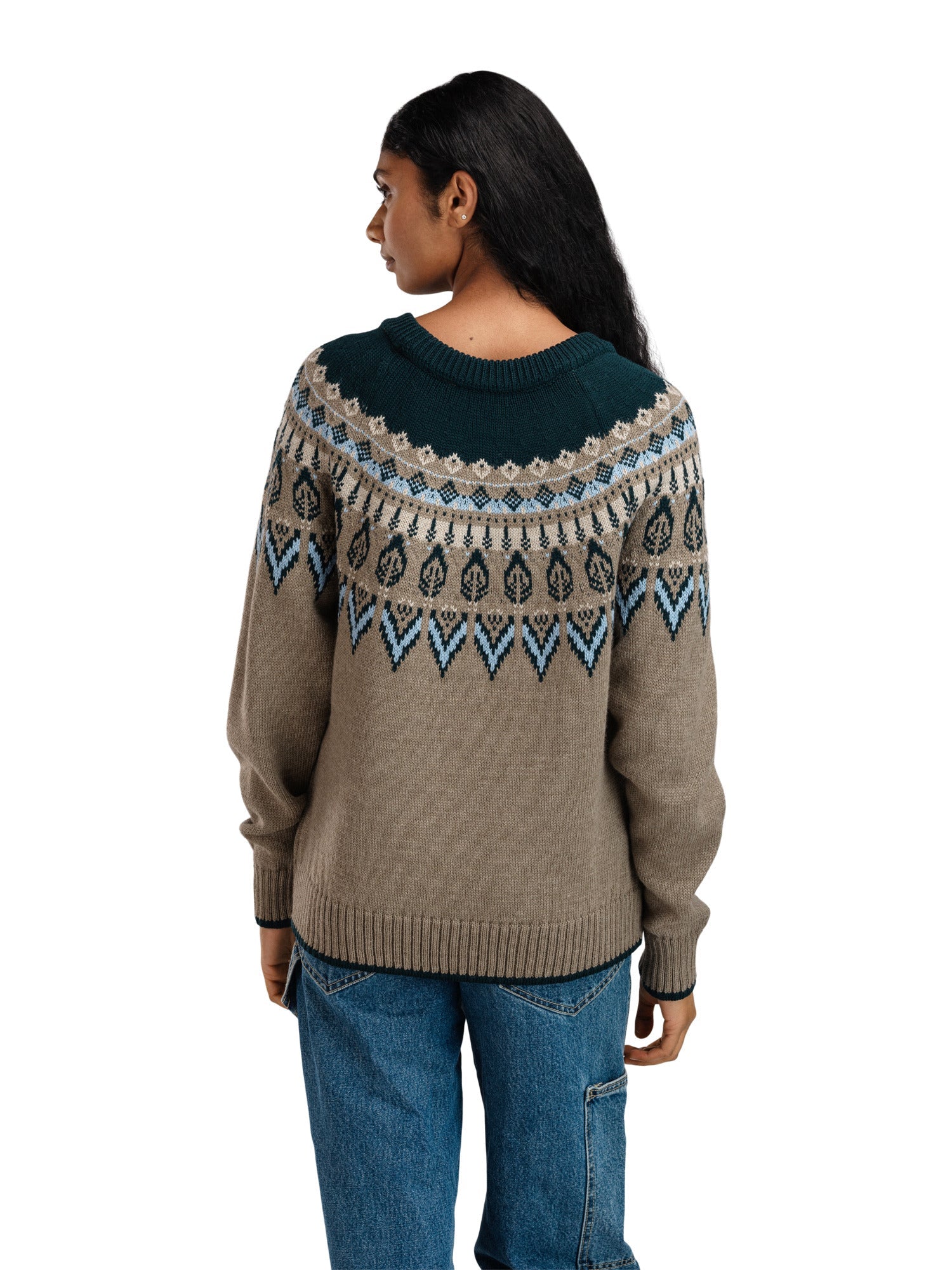 Dale Of Norway W SULA FEM SWEATER Verde pino Azul hielo Piedra de montaña XL - PeakStyle
