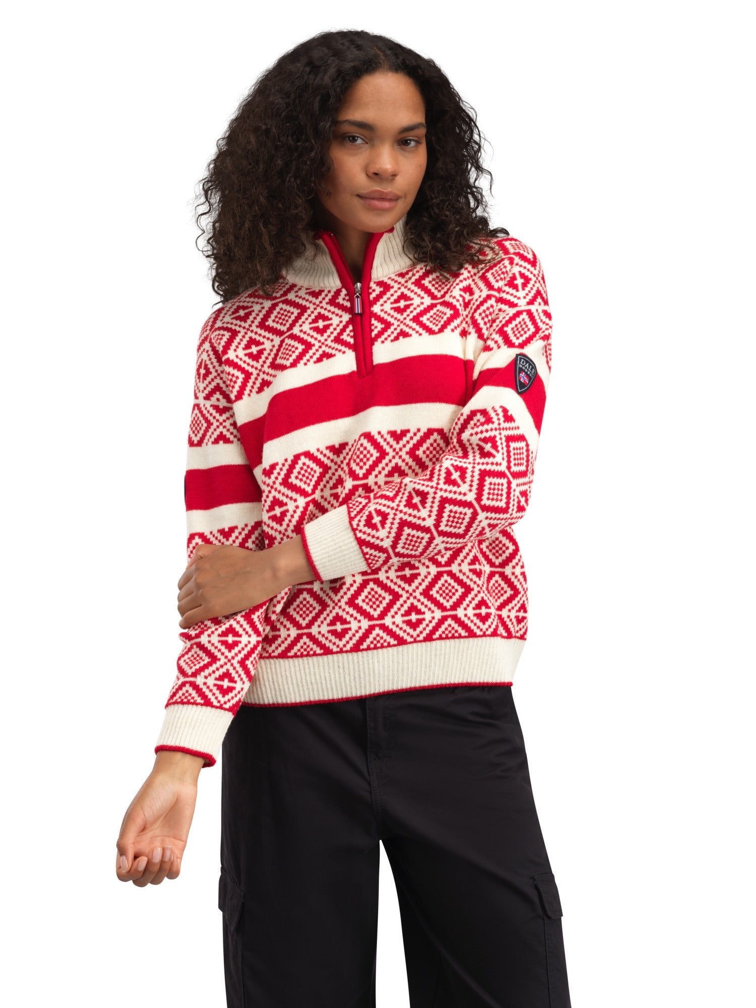 Dale Of Norway W TEAM NORWAY CORTINA FEM SWEATER Framboos Offwhite XXL - PeakStyle