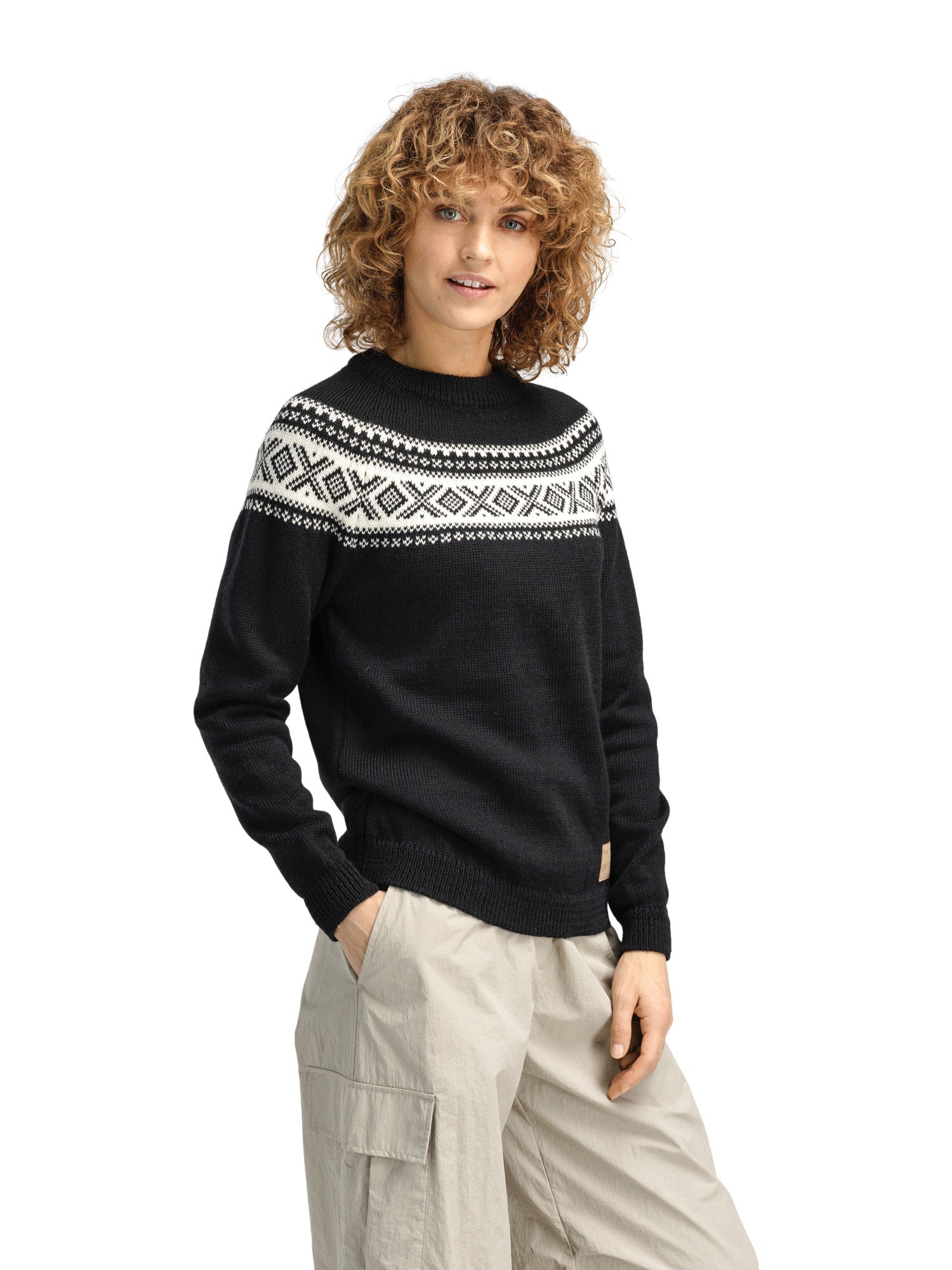 Dale Of Norway W VÅGSØY FEMININE SWEATER Noir Blanc cassé XL - PeakStyle