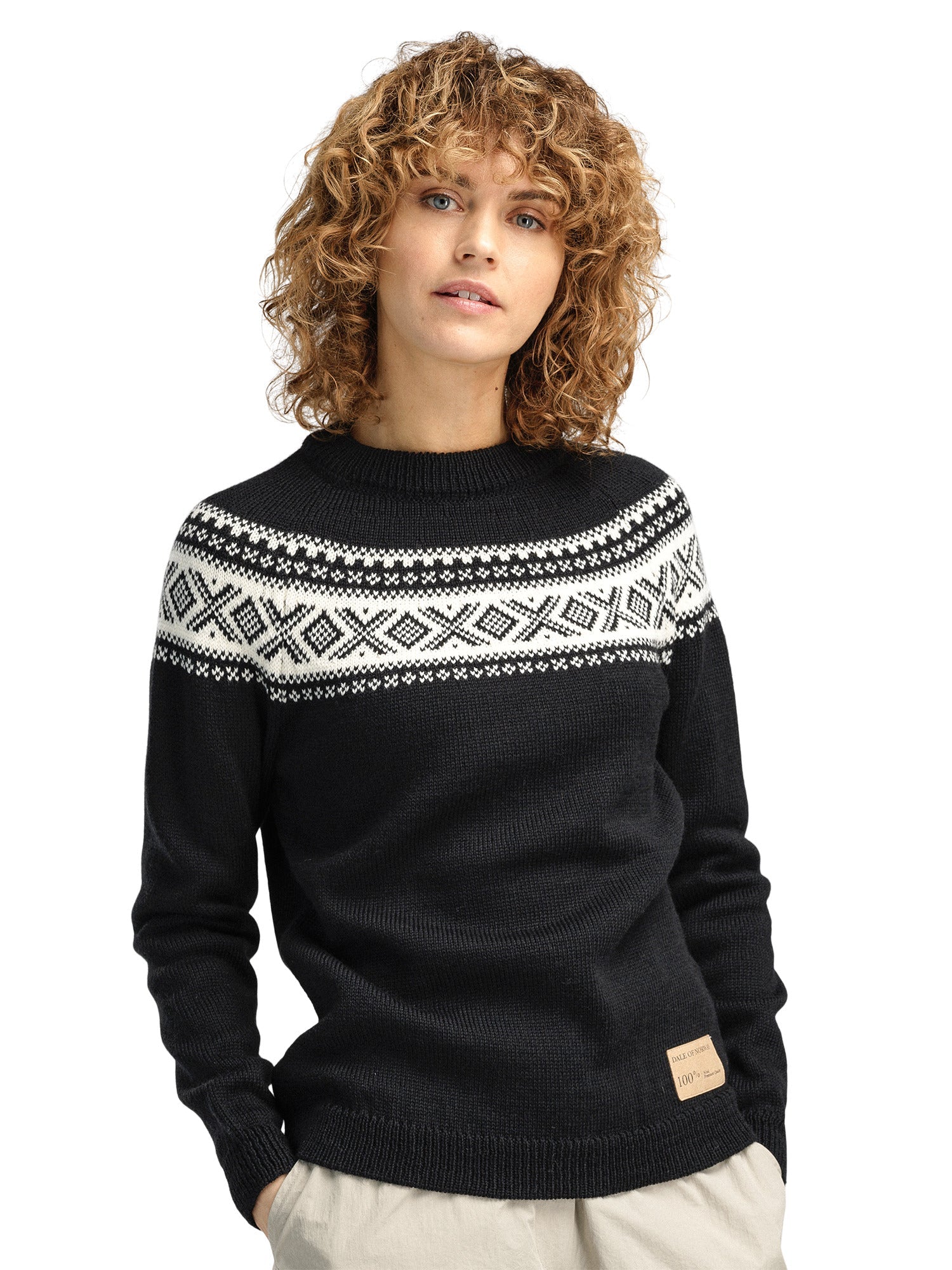 Dale Of Norway W VÅGSØY FEMININE SWEATER Noir Blanc cassé XL - PeakStyle