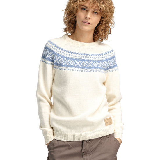 Dale Of Norway W VÅGSØY FEMININE SWEATER Blanc cassé Blueshadow XL - PeakStyle