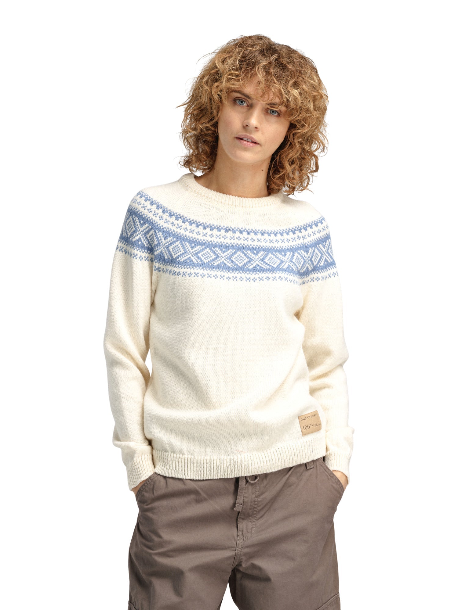 Dale Of Norway W VÅGSØY FEMININE SWEATER Blanc cassé Blueshadow XL - PeakStyle