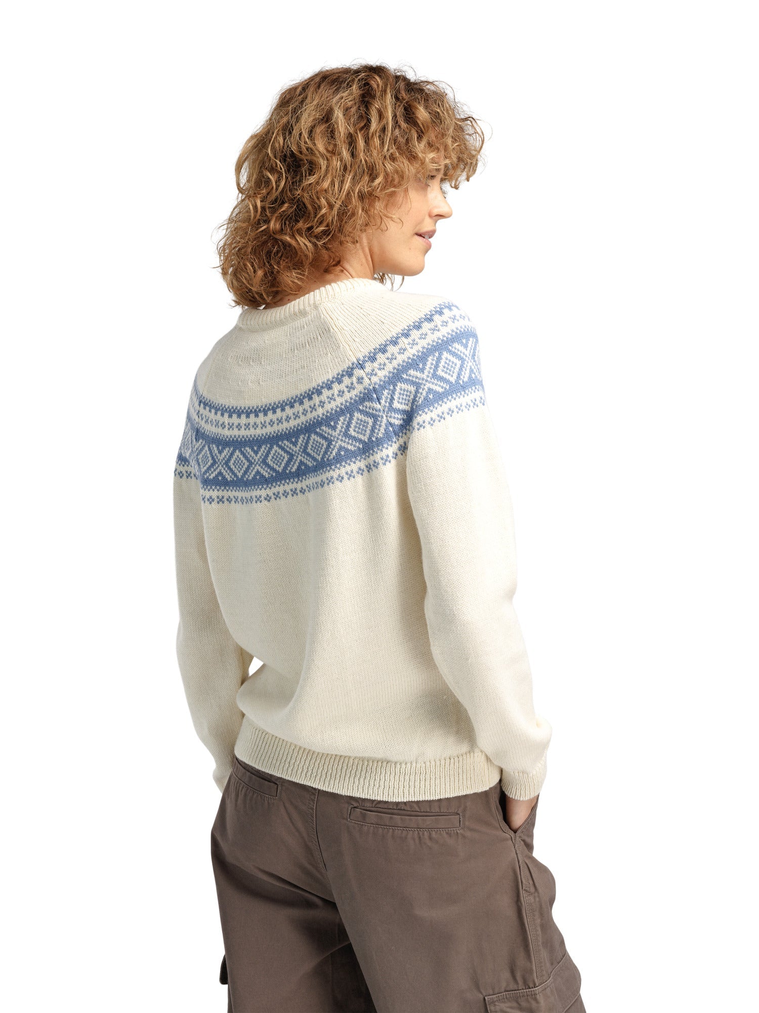 Dale Of Norway W VÅGSØY FEMININE SWEATER Blanc cassé Blueshadow XL - PeakStyle