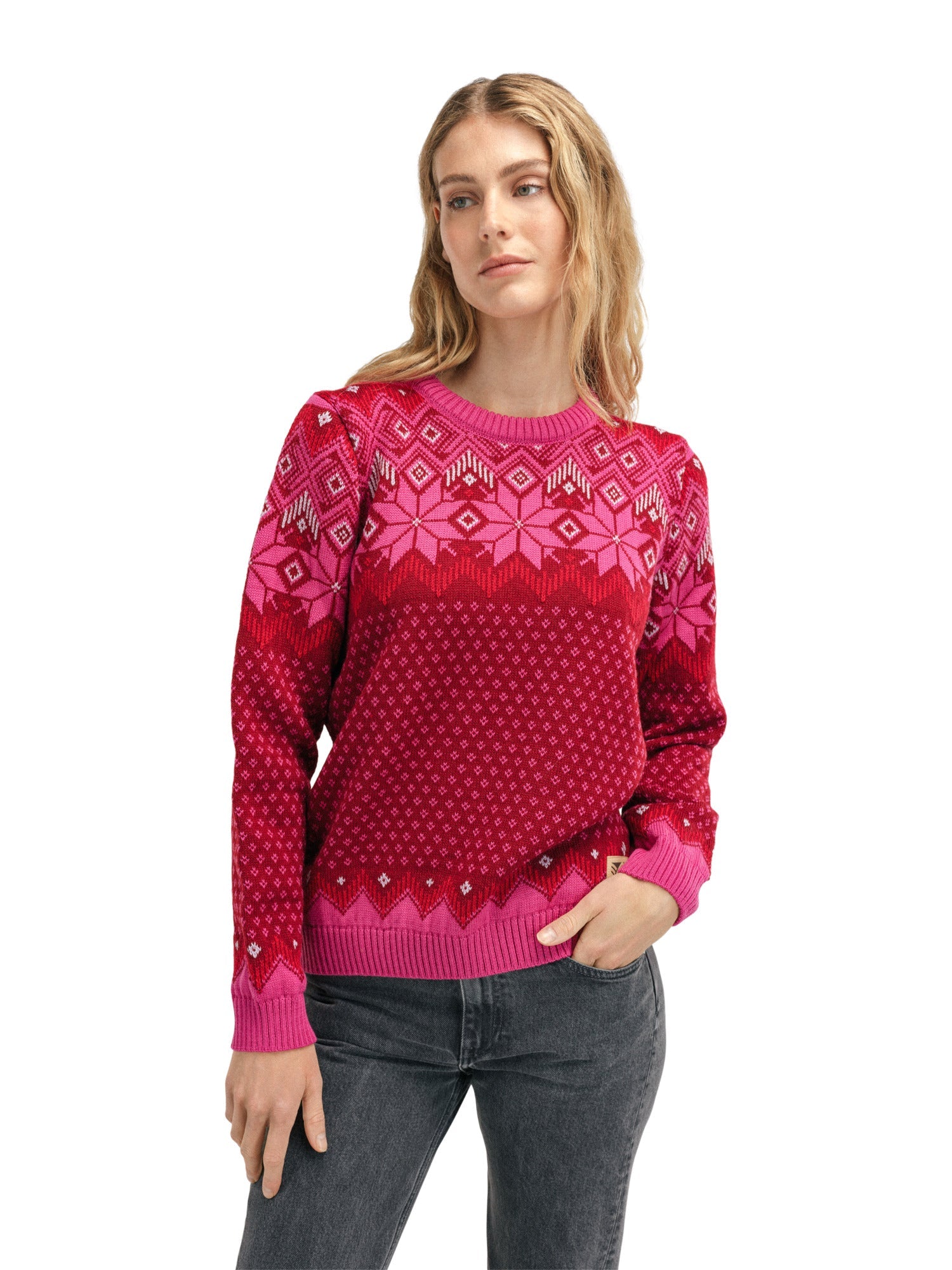 Dale Of Norway W VILJA FEM SWEATER Redrose Allium Raspberry XS - PeakStyle