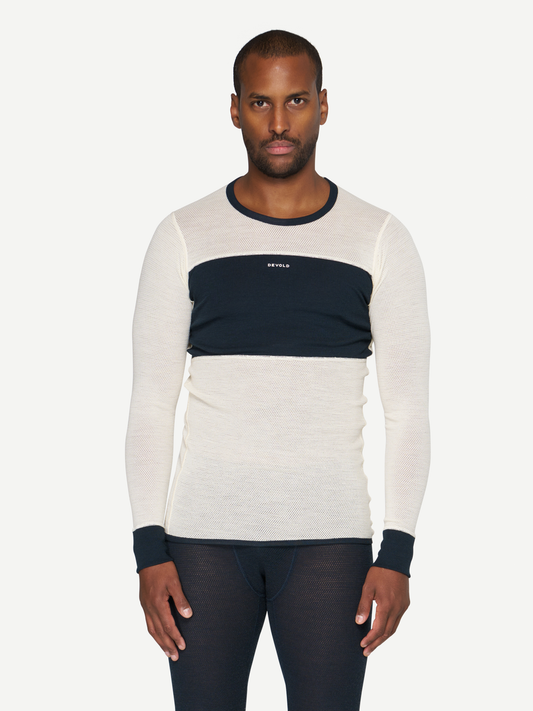 Devold WOOL MESH 190 Herren Langarmshirt | Ink - Offwhite | Studio 1