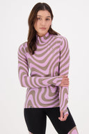 Mons Royale W CASCADE MOCK NECK LS PRINT - PeakStyle