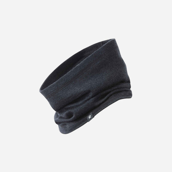 Écharpe tubulaire Reima Aarni en laine mérinos pour enfants, noir chiné – Packshot 1