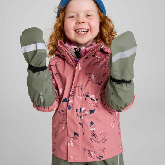 Guanti antipioggia Reima Kura per bambini, colore Greyish Green – Infografica 1