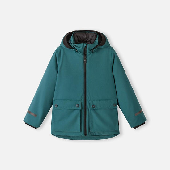 Chaqueta de invierno 3 en 1 Reima Syddi ReimaTec para niños, color verde azulado oscuro – Foto del producto (parte delantera)
