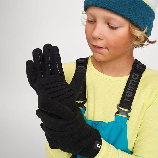 Guantes de forro polar Reima Tuuleen para niños, negros, estilo urbano