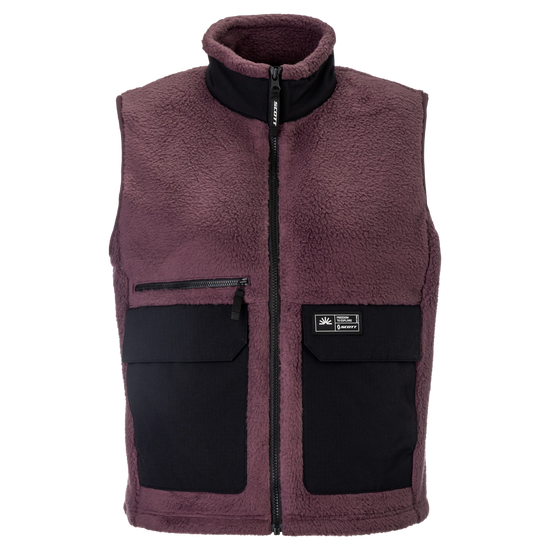 SCOTT Escape Heritage Pile Fleeceweste Damen Cocoa Red/Black Vorderansicht