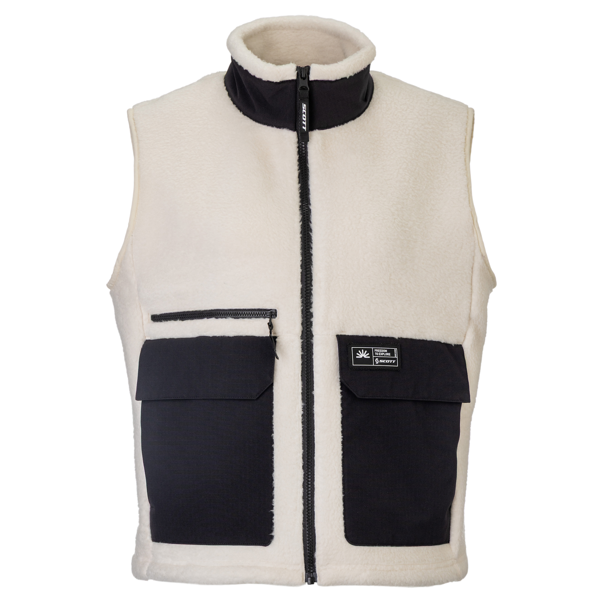 SCOTT Escape Heritage Pile Fleeceweste Damen Latte Beige/Black Vorderansicht