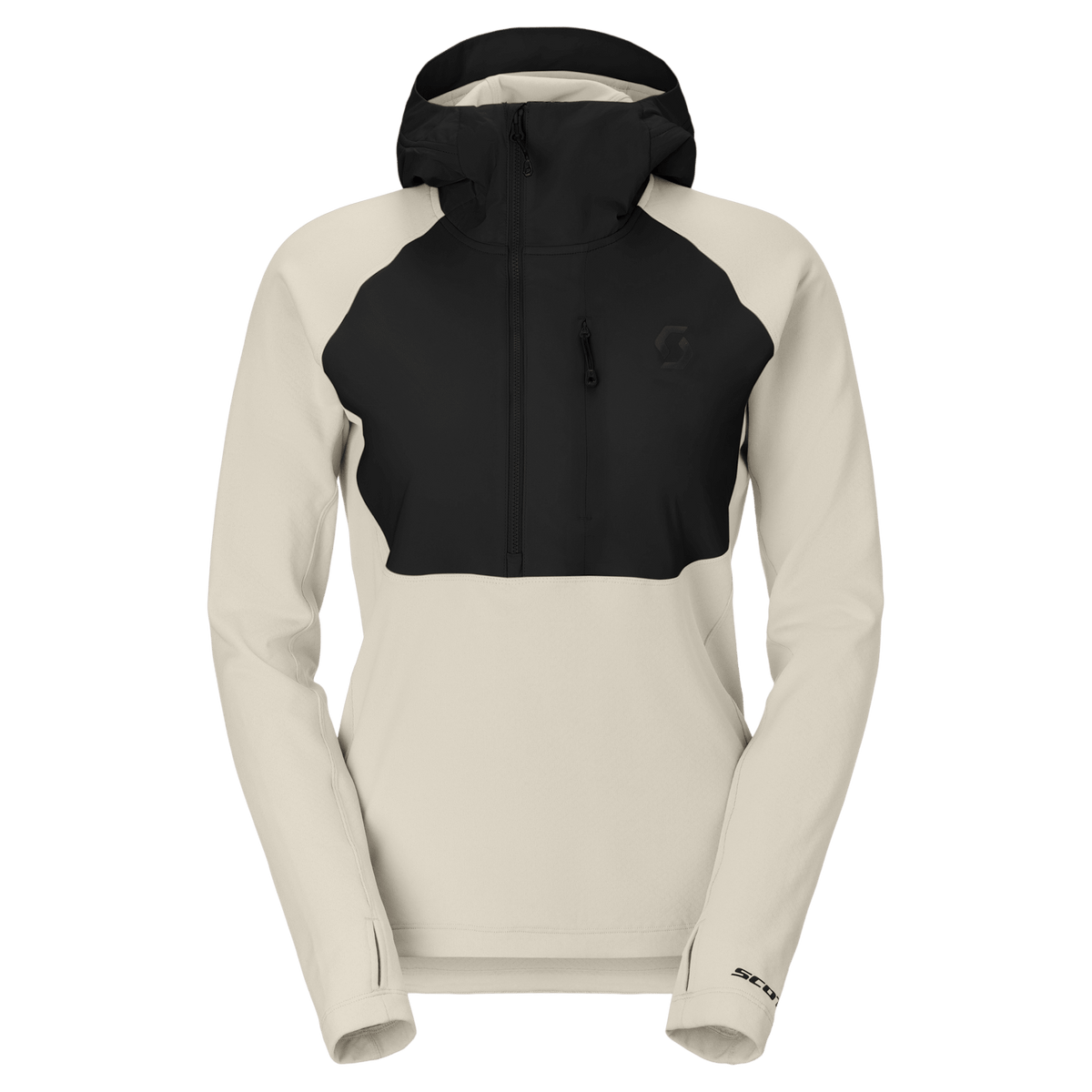 SCOTT Defined Mid Pullover Midlayer-hoodie voor dames – Zwart - Latte Beige Vooraanzicht