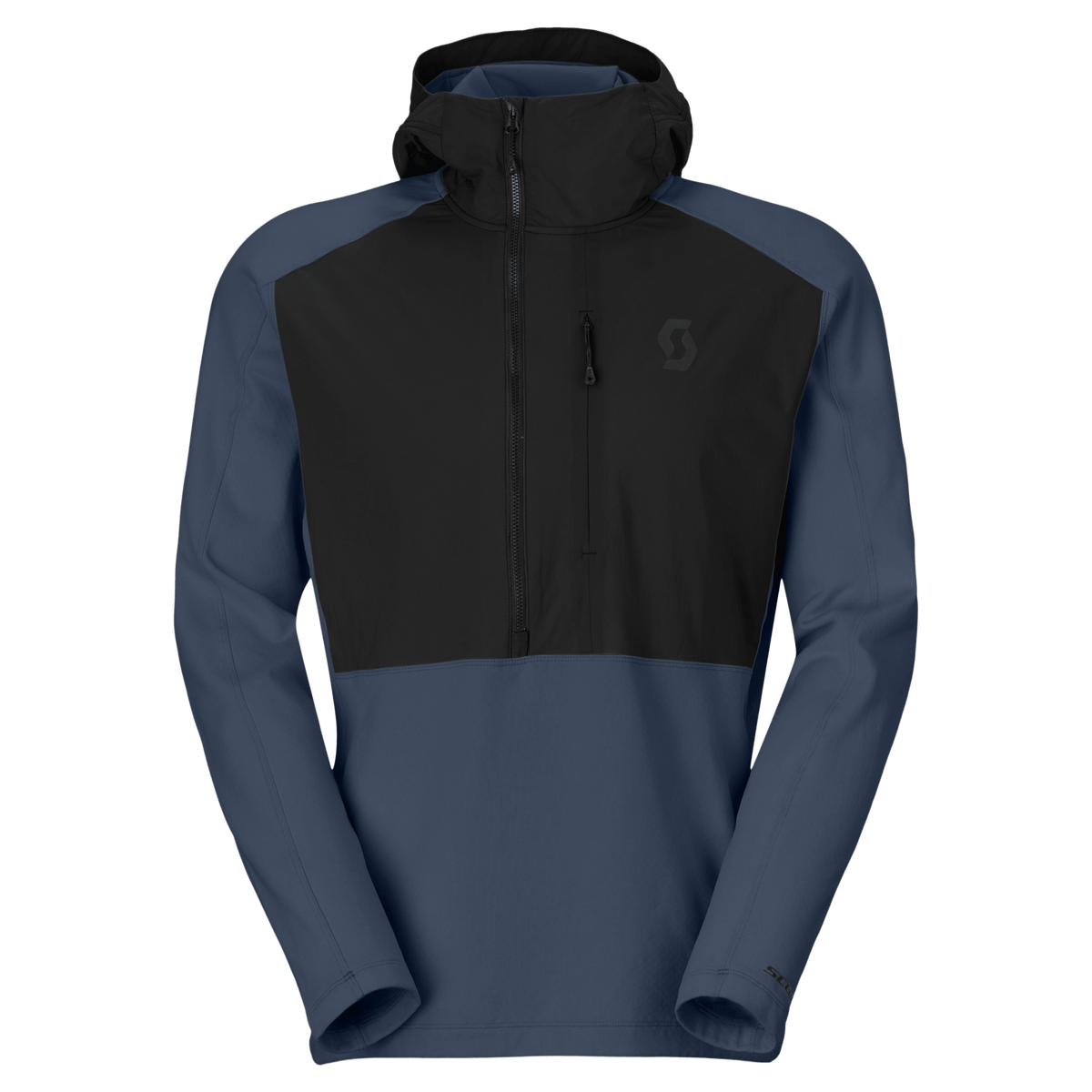 Pull à capuche SCOTT Defined Mid pour homme – Noir - Bleu crépuscule – Vue de face