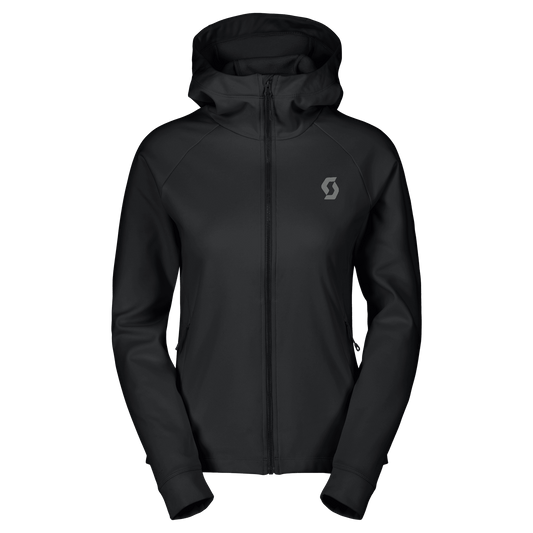Sudadera con capucha SCOTT Defined Warm Zip Midlayer para mujer – Negra, vista frontal