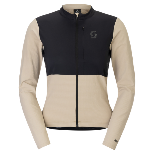 SCOTT Endurance Warm Langarm-Radtrikot Damen Portobello Beige - Black Vorderansicht