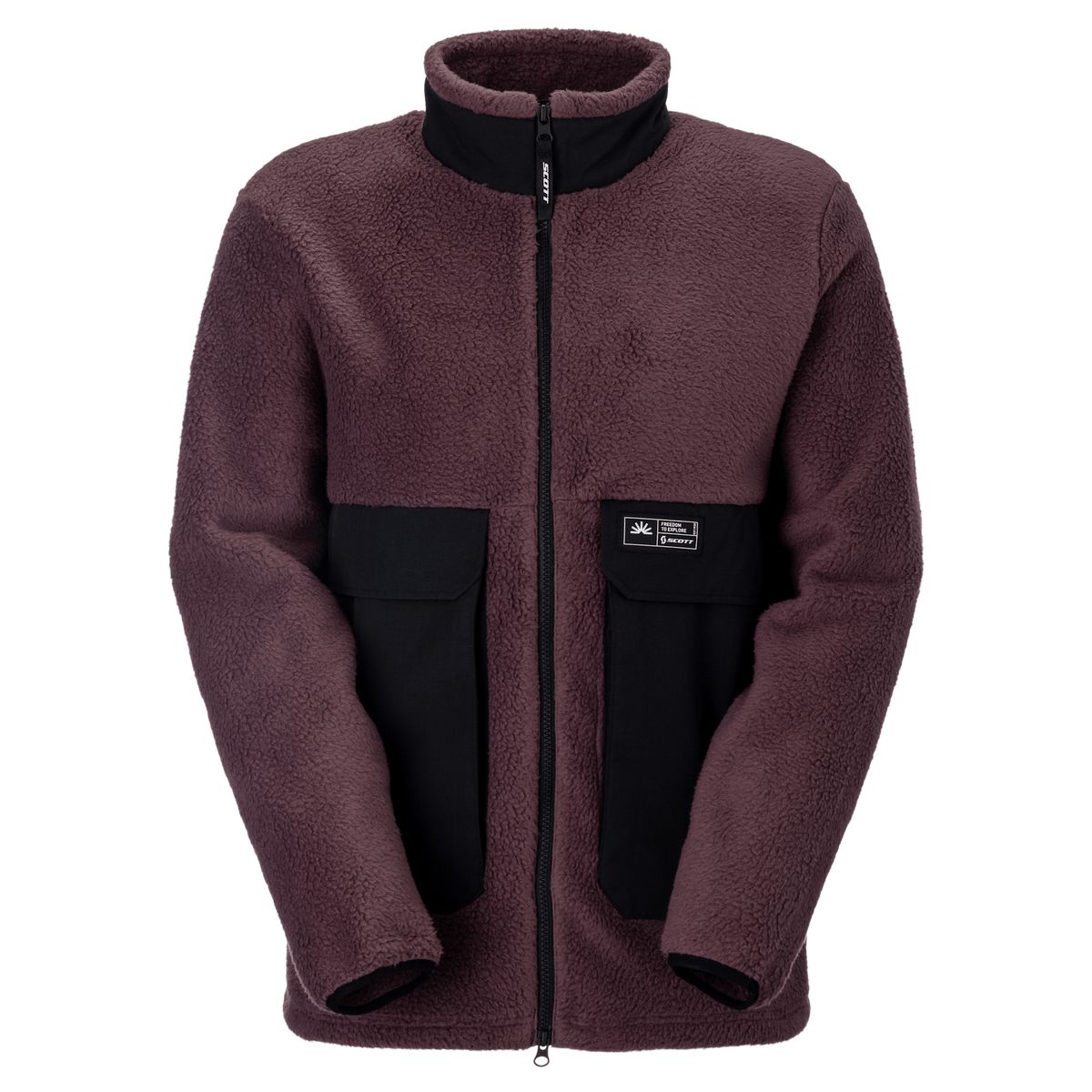 Giacca in pile SCOTT Escape Heritage da uomo – Cocoa Red - Black, vista frontale