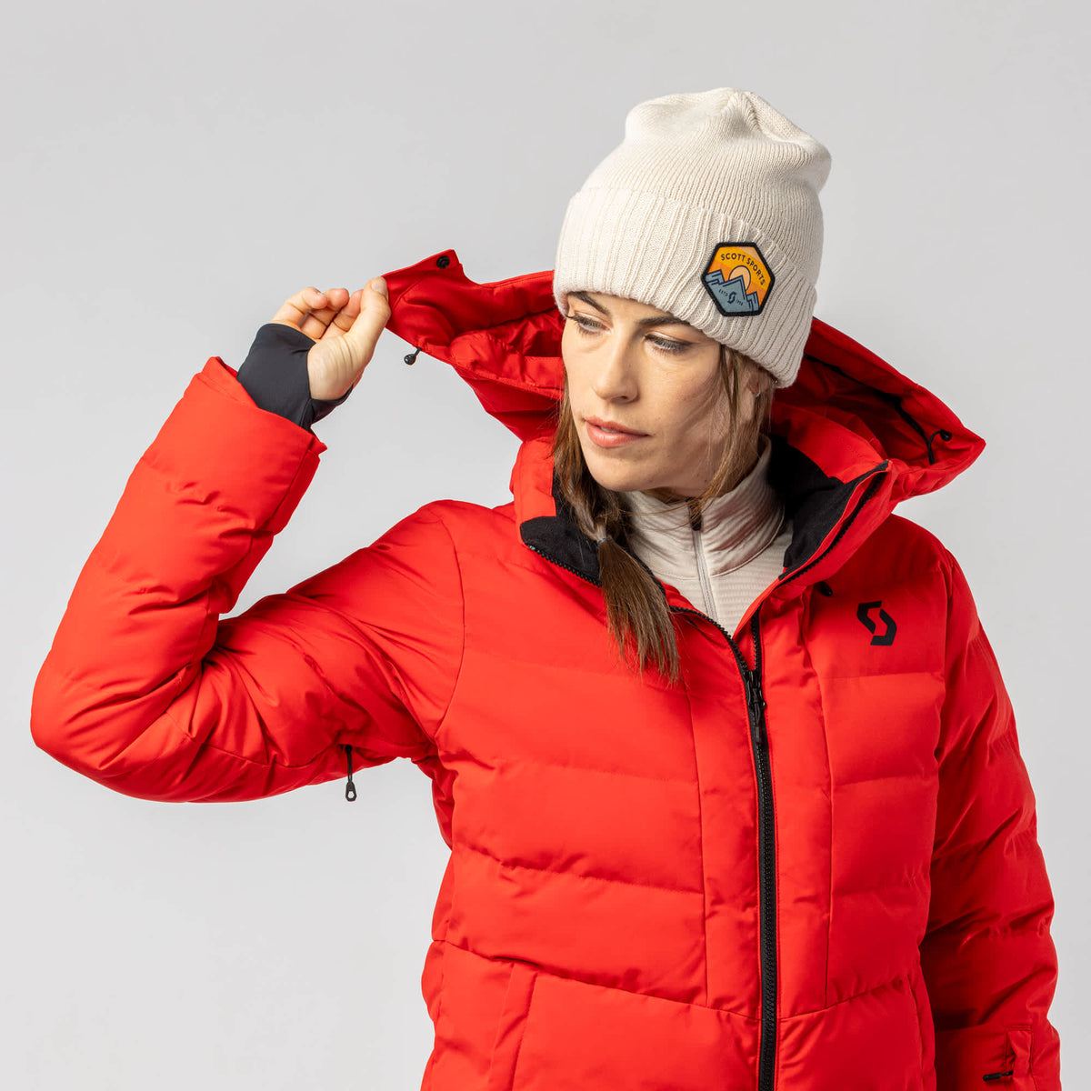 SCOTT Ultimate Warm wintersportjas voor dames, Cocoa Red – Detail- en lifestylefoto 2