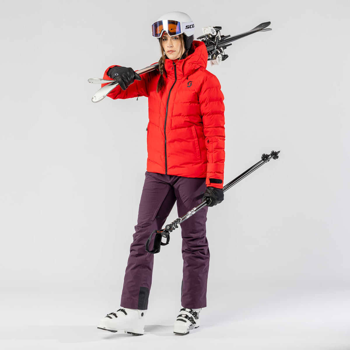 SCOTT Ultimate Warm wintersportjas voor dames, Cocoa Red – Detail- en lifestylefoto 5