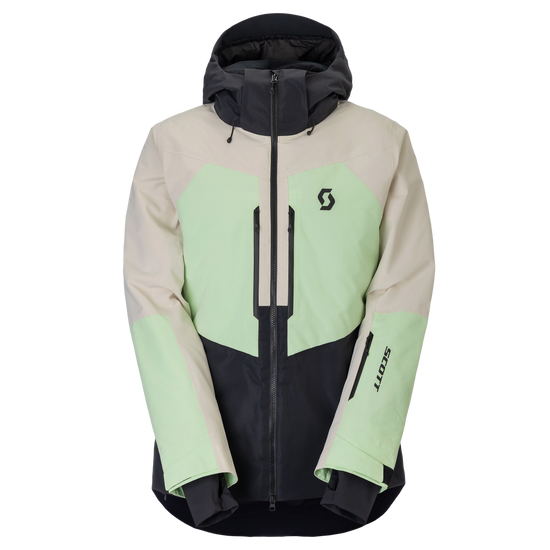 SCOTT Ultimate Dryo Wintersportjacke Herren – Latte Beige - Vapour Green – Vorderansicht
