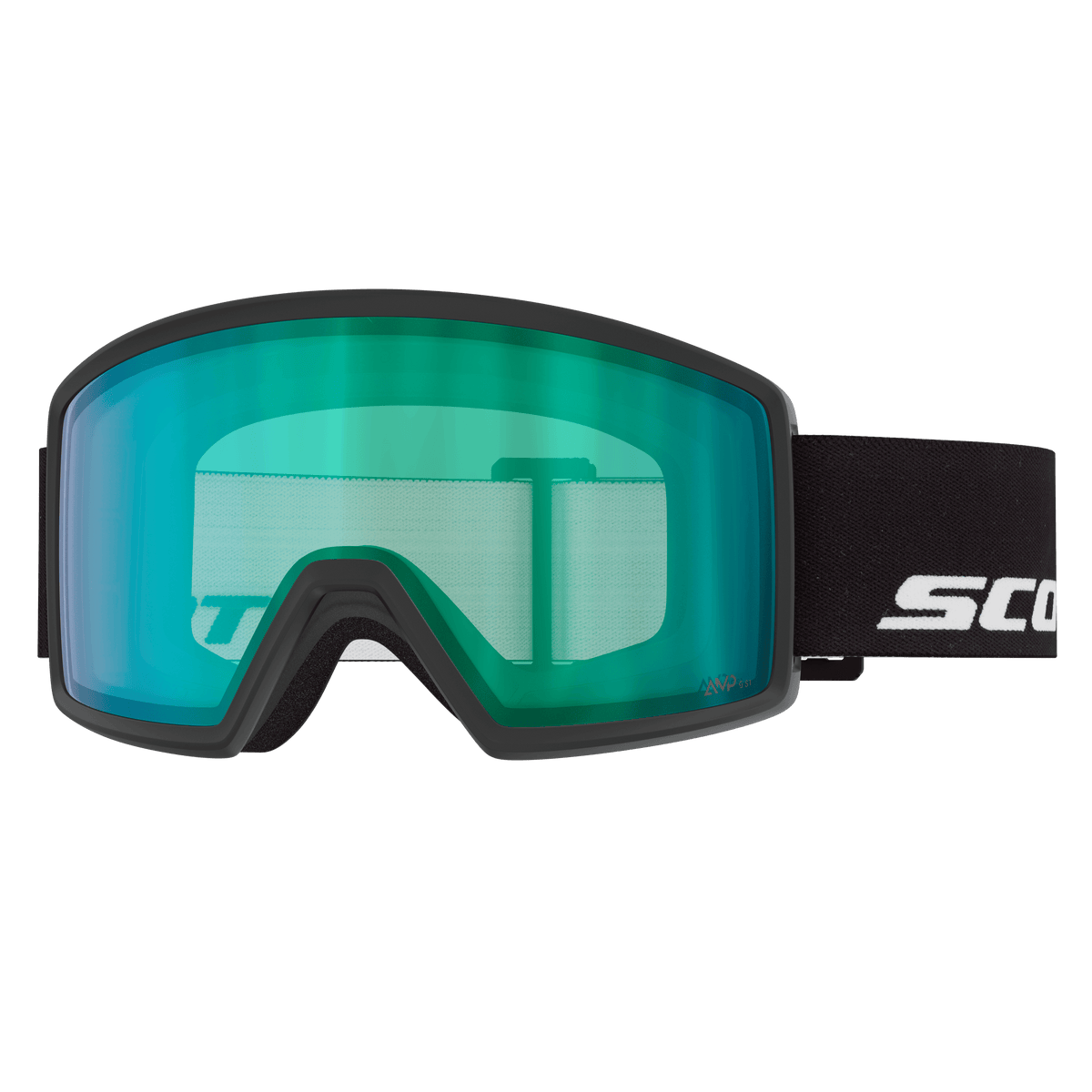 SCOTT Neo Skibrille Black - AMP Aurora Green Chrome S1 – Vorderansicht