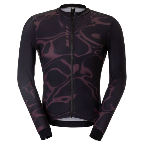 SCOTT Pro Mid Langarm-Radtrikot Herren Cocoa Red - Black Vorderansicht