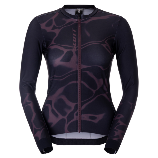 SCOTT Pro Mid Langarm-Radtrikot Damen Cocoa Red - Black Vorderansicht