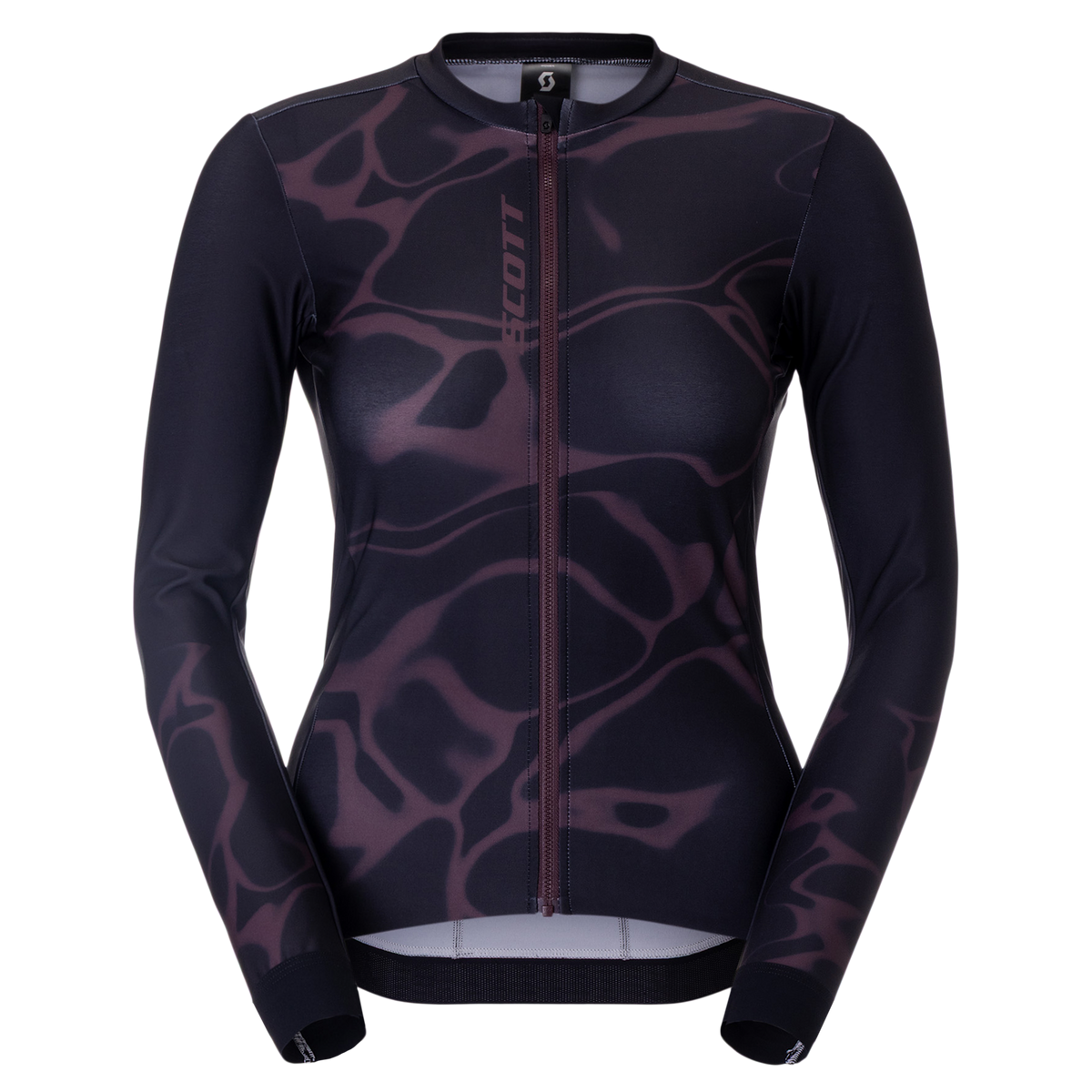 SCOTT Pro Mid Langarm-Radtrikot Damen Cocoa Red - Black Vorderansicht