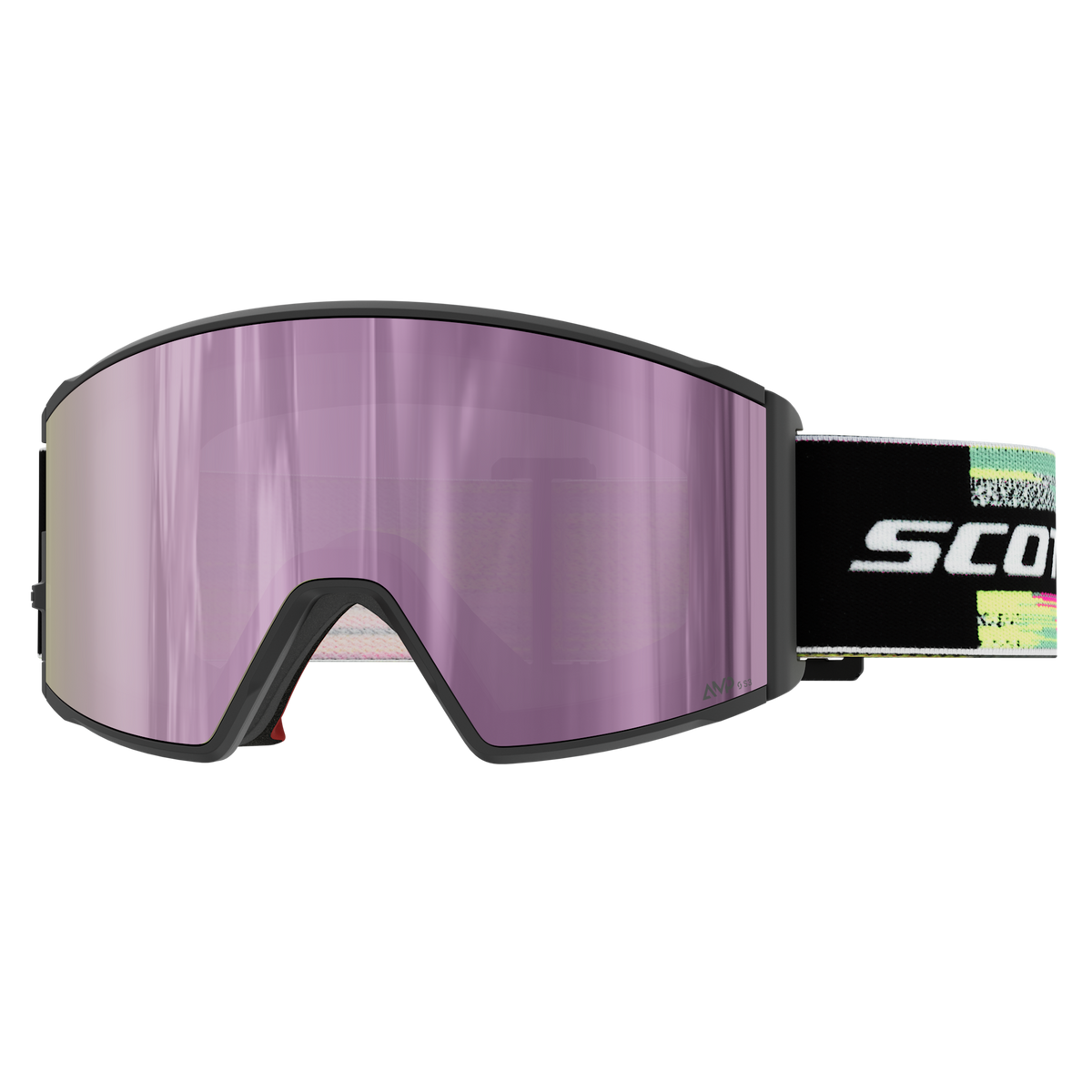 SCOTT React Skibrille – Black - Neon Yellow - AMP Lavender Chrome S3 – Ansicht 1