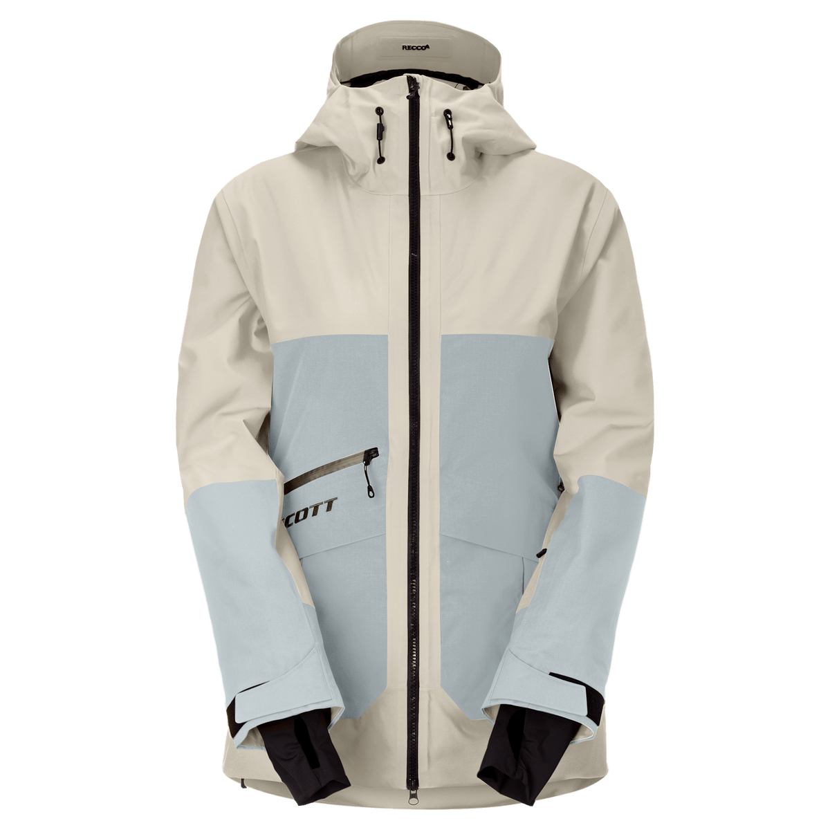 Giacca da sci SCOTT Ultimate Dryo Utility da donna, colore Latte Beige - Mist Blue, vista frontale