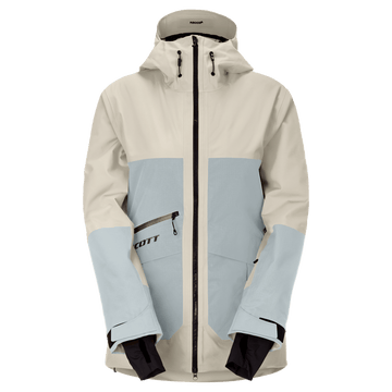 Giacca da sci SCOTT Ultimate Dryo Utility da donna, colore Latte Beige - Mist Blue, vista frontale