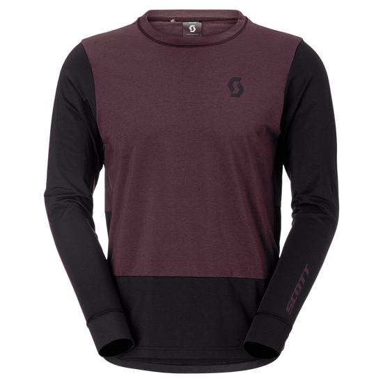 SCOTT Vertic Pro Mid Langarmshirt Herren Cocoa Red - Black Vorderansicht